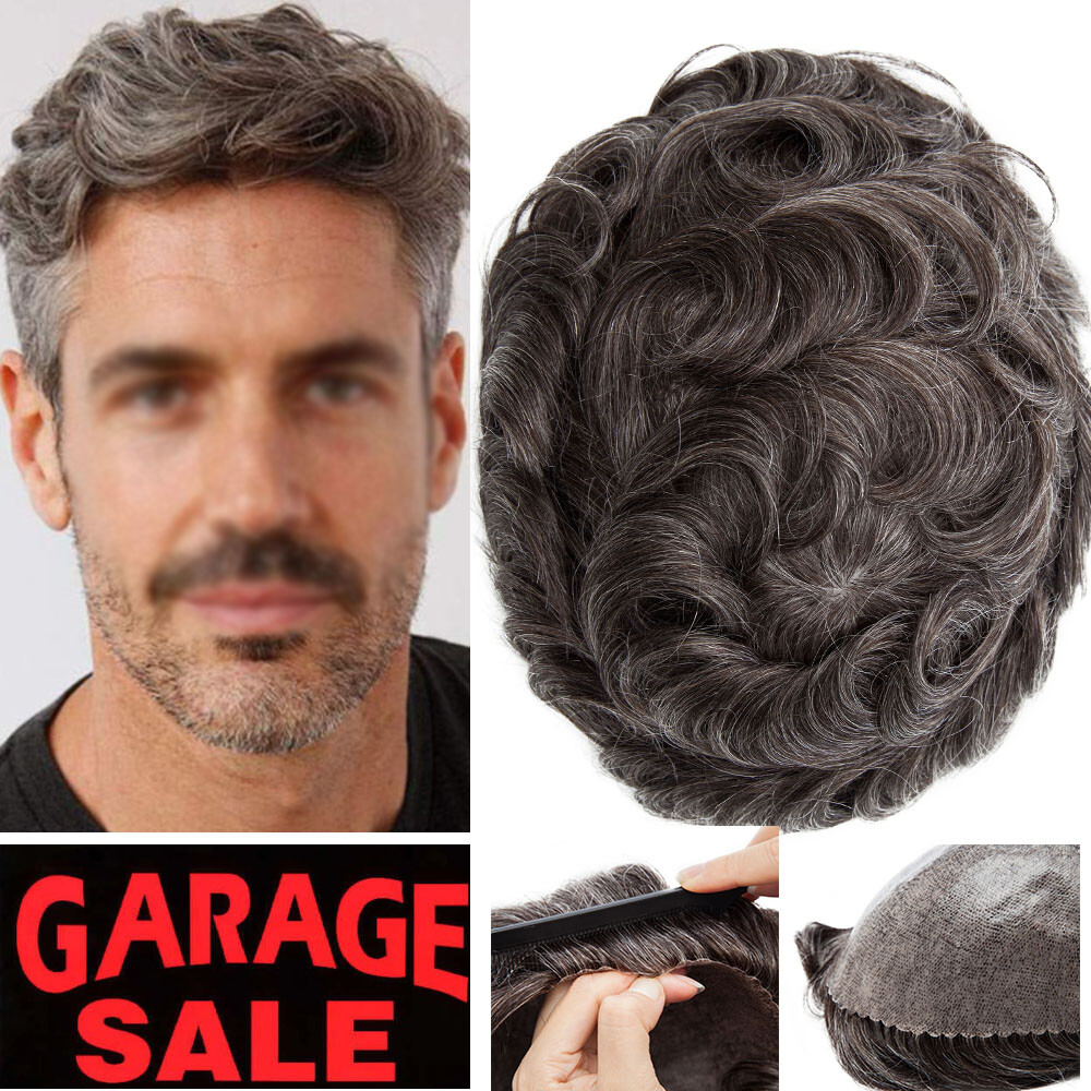Super Thin Skin Mens Toupee Replacement System Remmy Human Hair Wig Hairpiece US