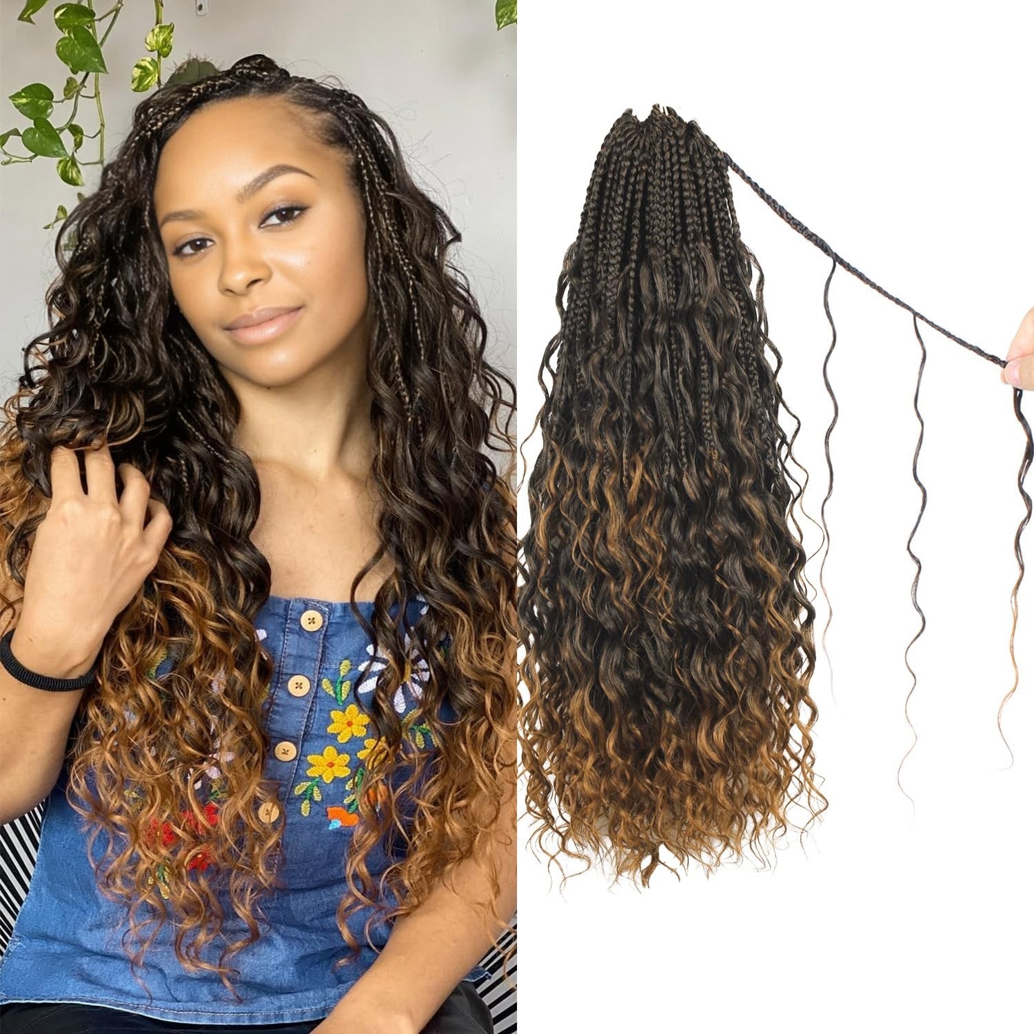 Goddess Box Braids Pure Protein Fiber Close to Human Hair 24 Inch 8 Packs #T30