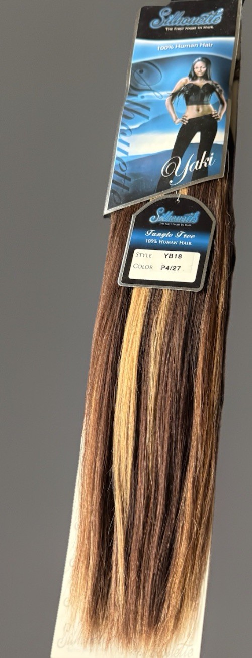 Silhouette Tangle Free 100% Human Hair Straight Yaki Extensions 18″ Color P4/27