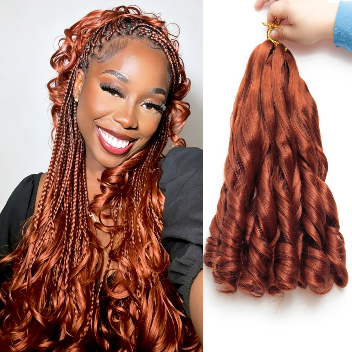 Su‌Yiapiy French Curl Braiding Hair 24 Inch Pre Stretched Bouncy Braiding Hair