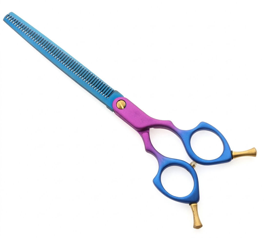 Hair Extension Blending Shears Multicolor Titanium Plasma Finish Custom Sheer