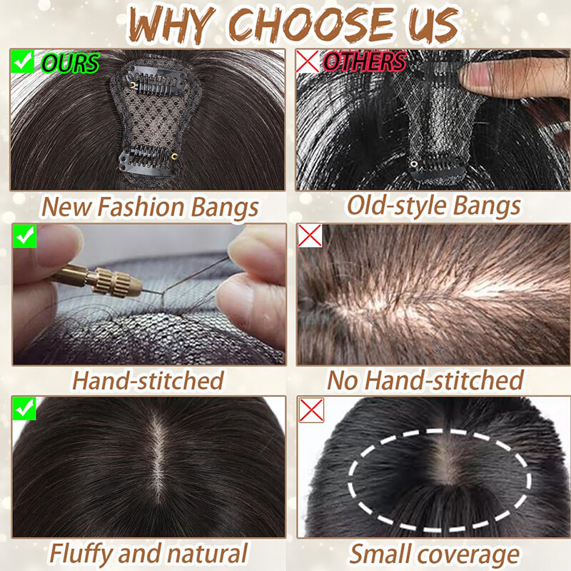 Clip in Bangs 100% Human Hair Extensions Wispy Air Curved Bangs Fringe Hairpiece
