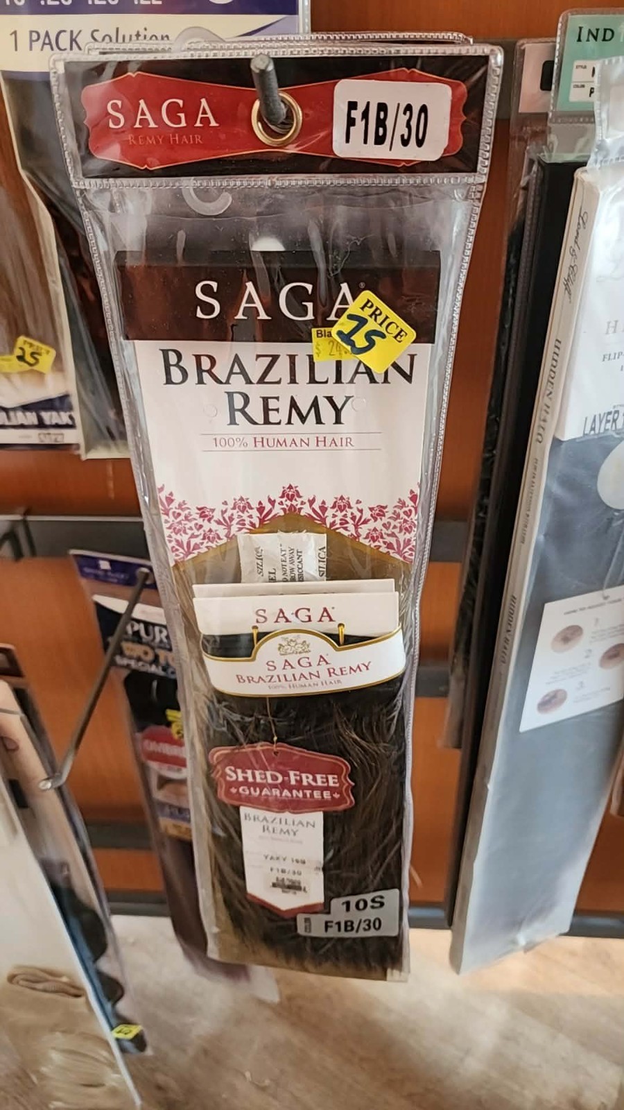 SAGA Brazilian Remy Human Hair Weft Extension Straight 10in F1B/30