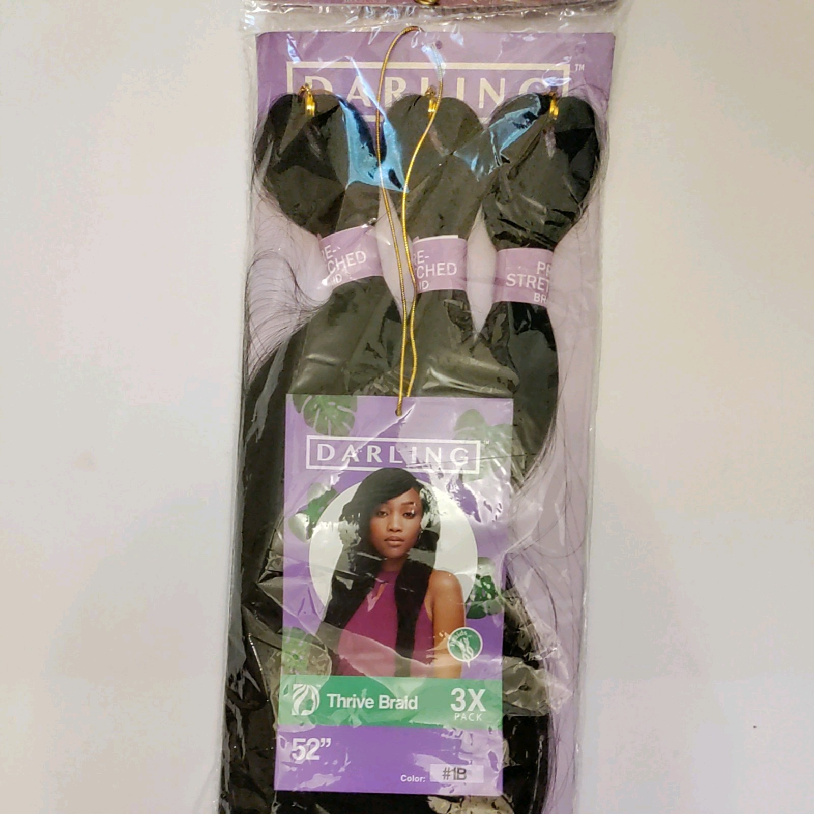 Darling Thrive Pre-Stretched Braiding Hair 52” 1B Off Black Kanekalon 3 BundlePk