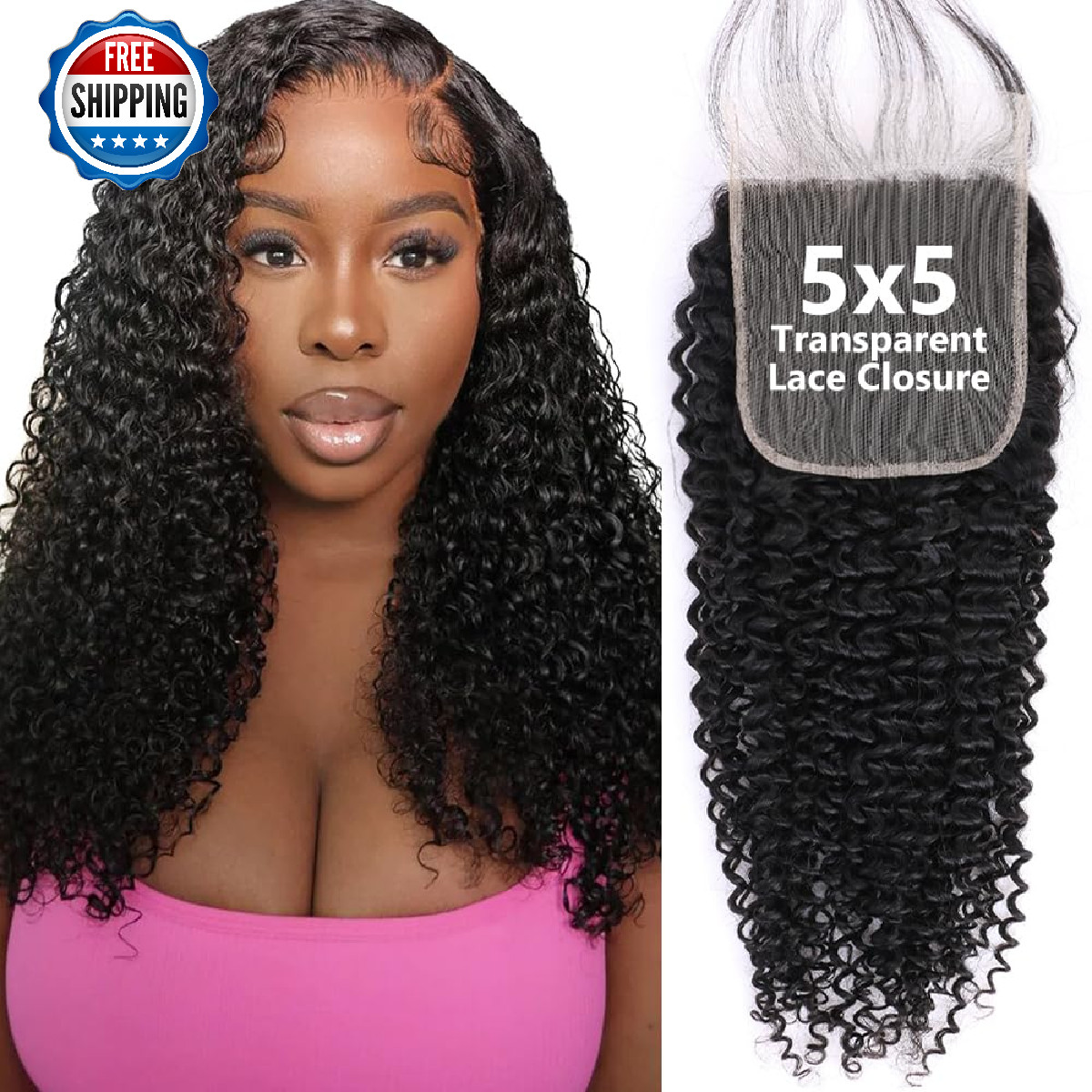 5×5 HD Lace Closure Jerry Curly Ultra-thin Transparent HD Lace Closure 12A Brazi