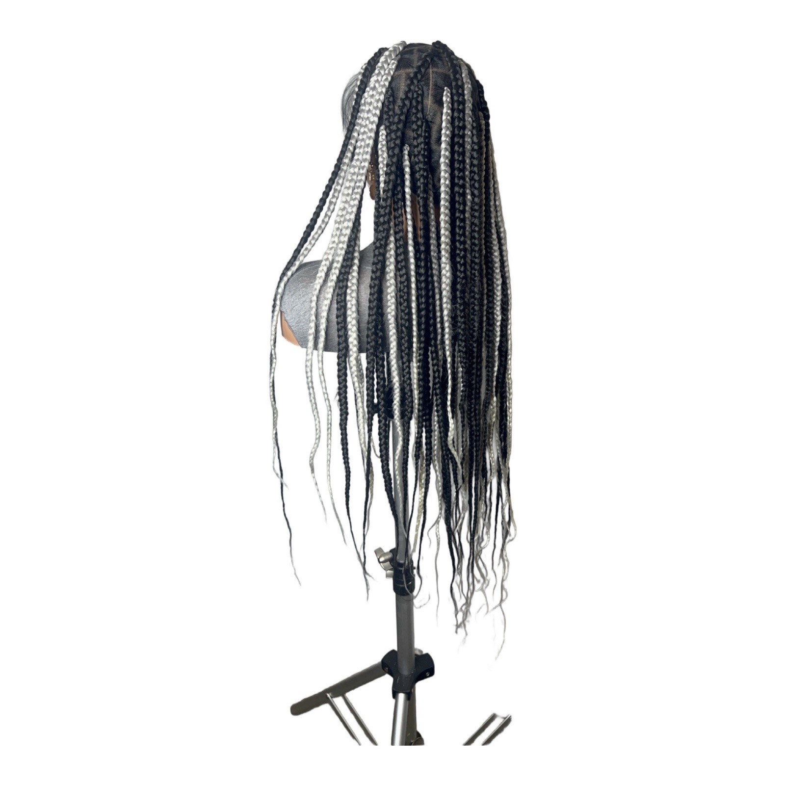 Women’s Synthetic Braided Lace Front Wig Free-Part Black/Gray 31-40in