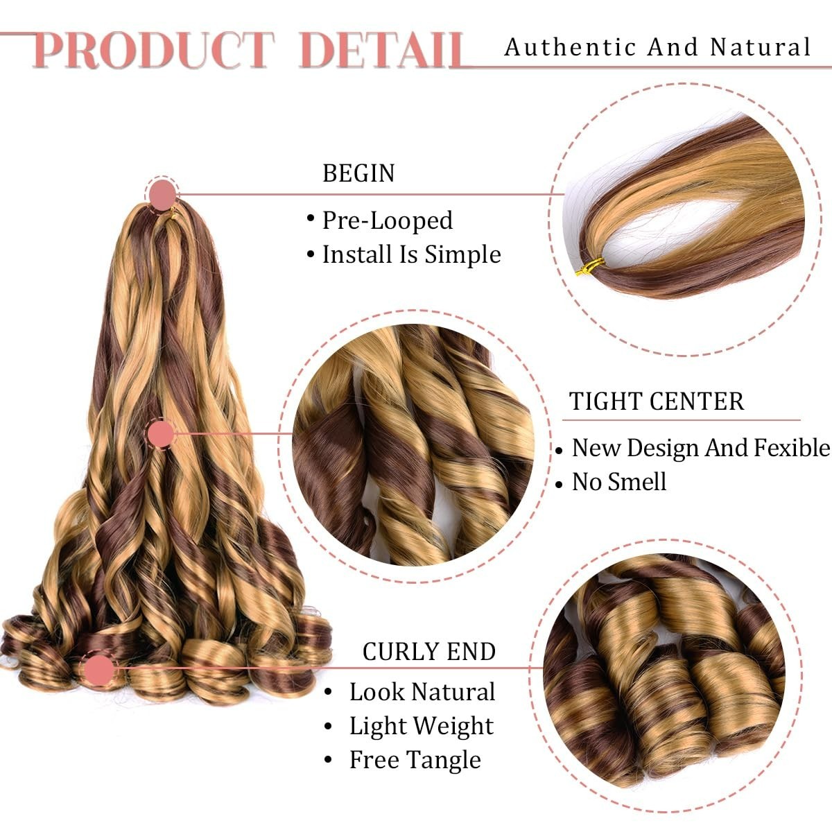 Reusable Curly Braiding Hair – 8 Packs of 24-Inch P27/33 Easy Install Extensions