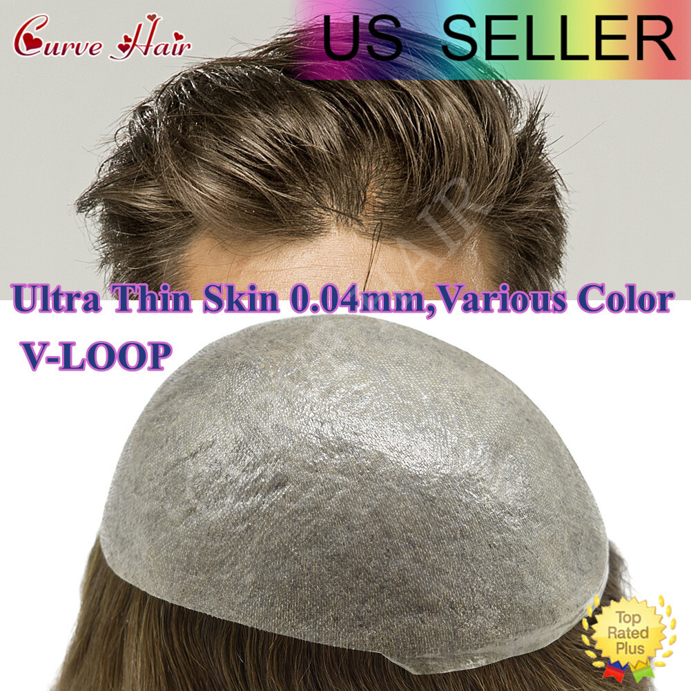 Ultra Thin Skin Mens Toupee Invisible Men Hair Replacement System Poly Hairpiec