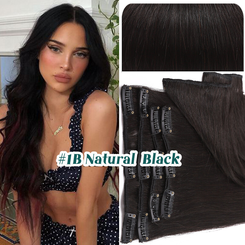 CLEARANCE Clip In Real Remy 100% Human Hair Extensions 8Pcs Full Head Highlight