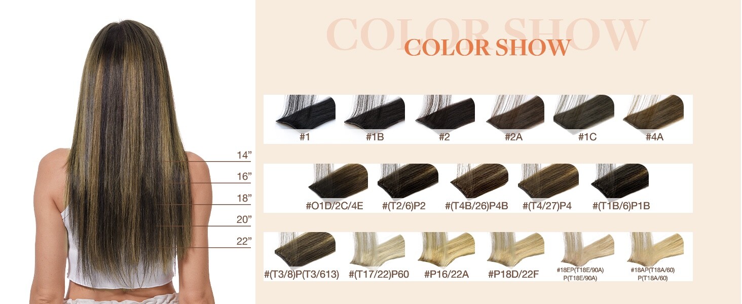 Invisi Edge Clip in Hair Extensions 24inch 160g 7Pcs Injected Seamless GOO GOO
