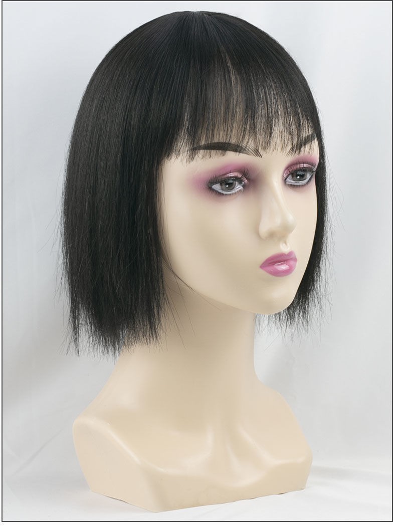 Clip-In Bang Hair Topper Synthetic Straight Air Bangs Hairpiece for Thinning Hai