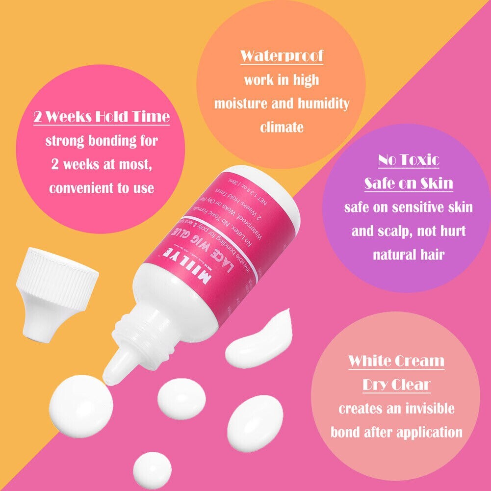 Wig Glue For Front Lace Wig 1.3oz Invisible Bonding Glue Strong Hold Lace Wig