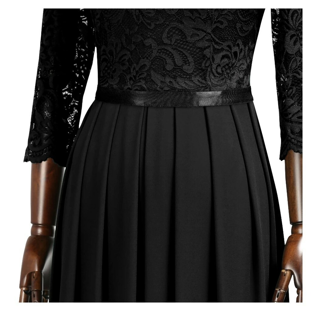 Women Formal Floral Lace Cap Sleeve Evening Party Maxi Dress Round neck Bulk Out