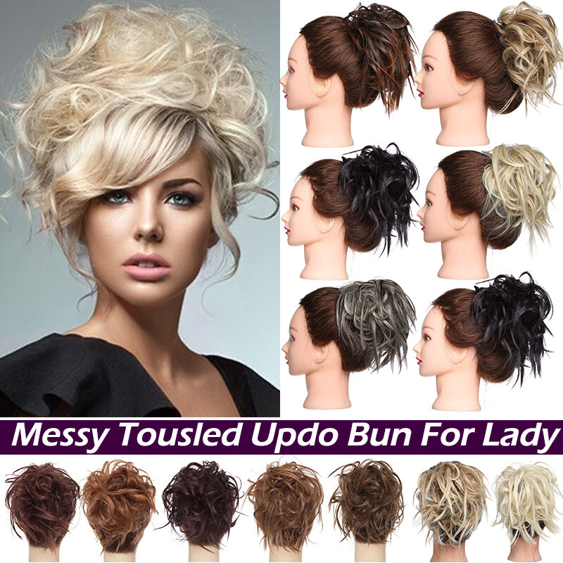100% REAL Messy Bun Scrunchie As Human Hair Extensions Ponytail Blonde Hairpiece