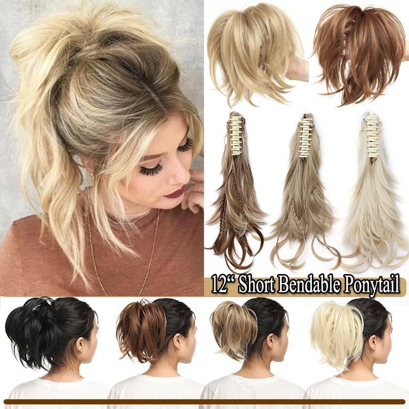 Natural Short Clip In Ponytail Pony Tail Hair Extension Claw On Fake Hair Pieces