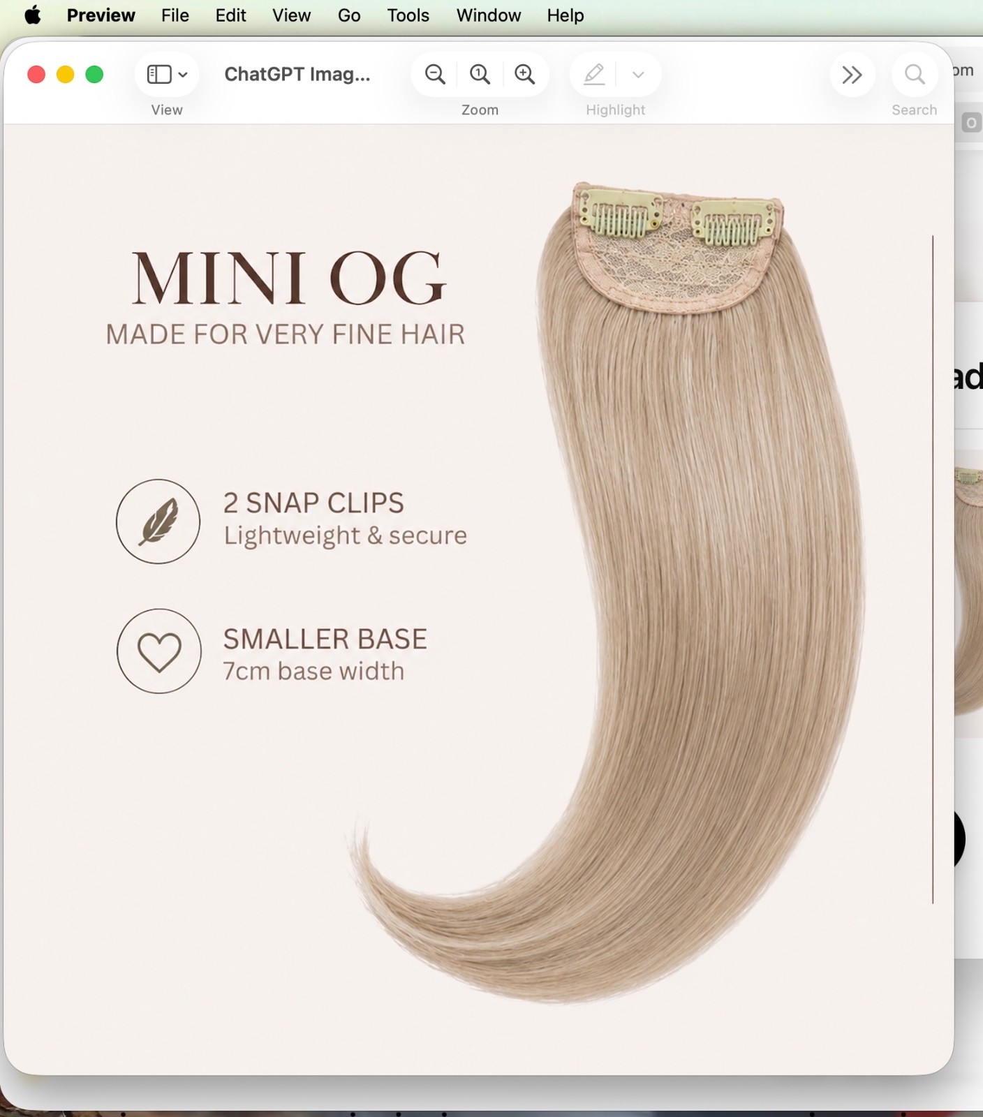 OG Ponytail Mini OG Beige Blonde 14″ 50g Human Hair Extension NIB Sold Out