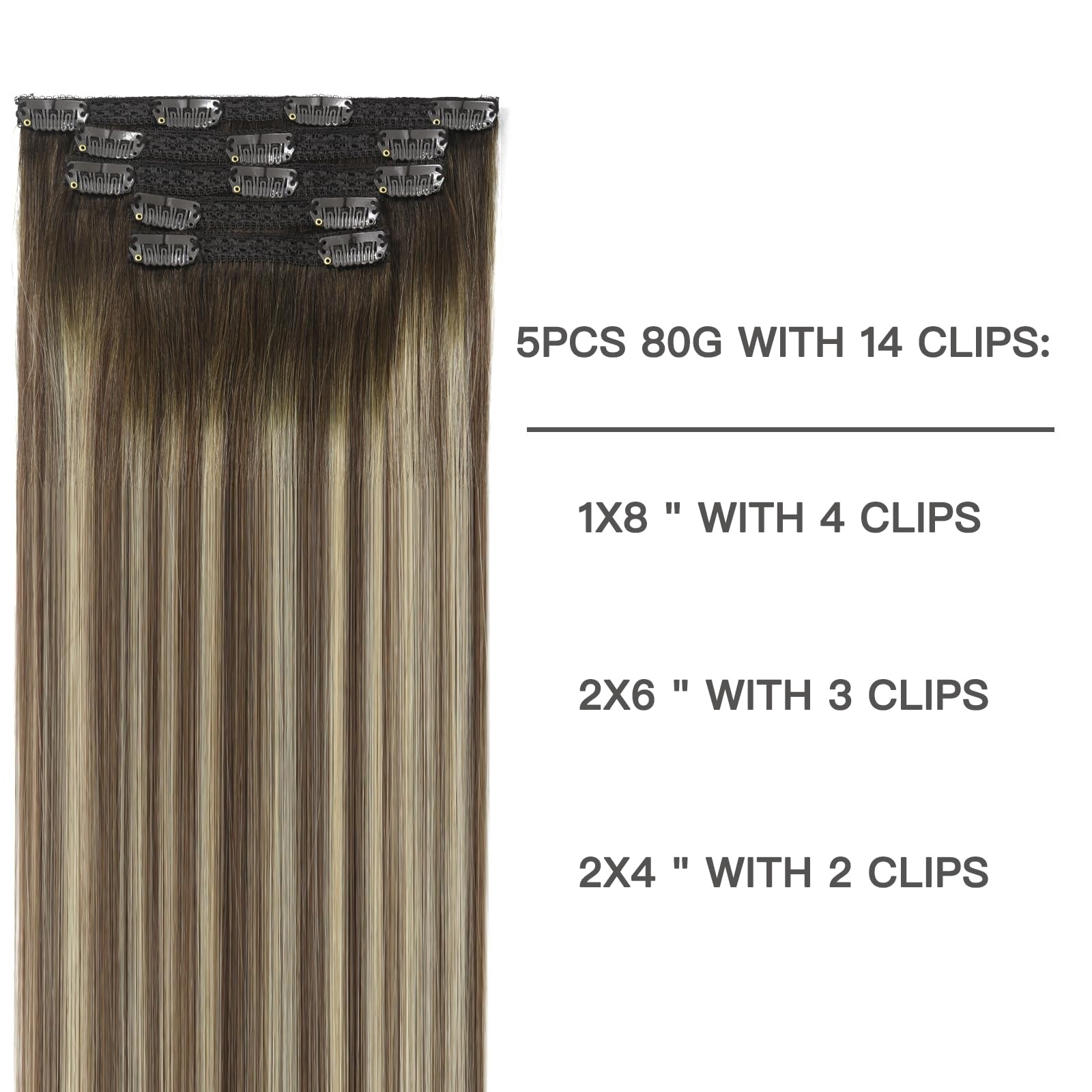 Lace Clip In Extensions Real Human Hair Balayage Walnut Brown to Ash Brown Mi…