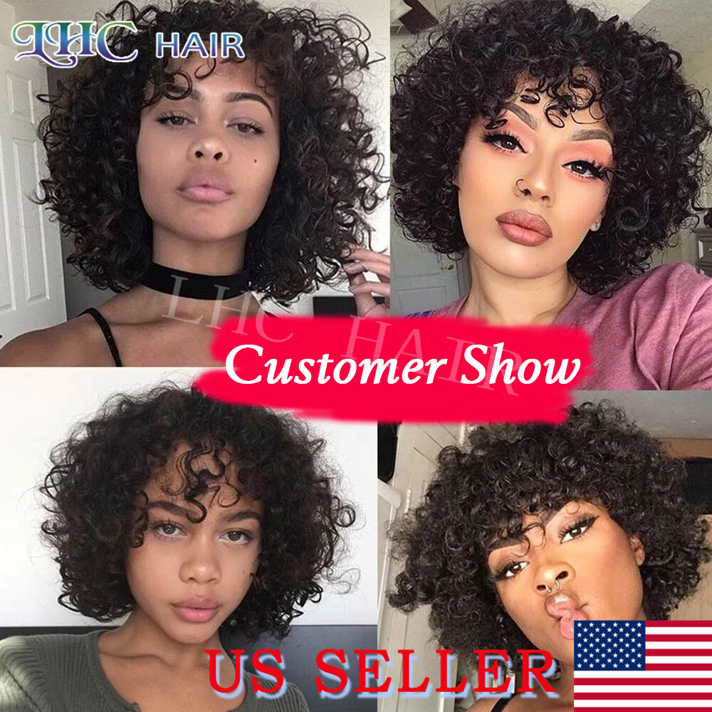 Short Afro Kinky Curly Wigs For Women Machine Made Black Human Hair Wig Natural