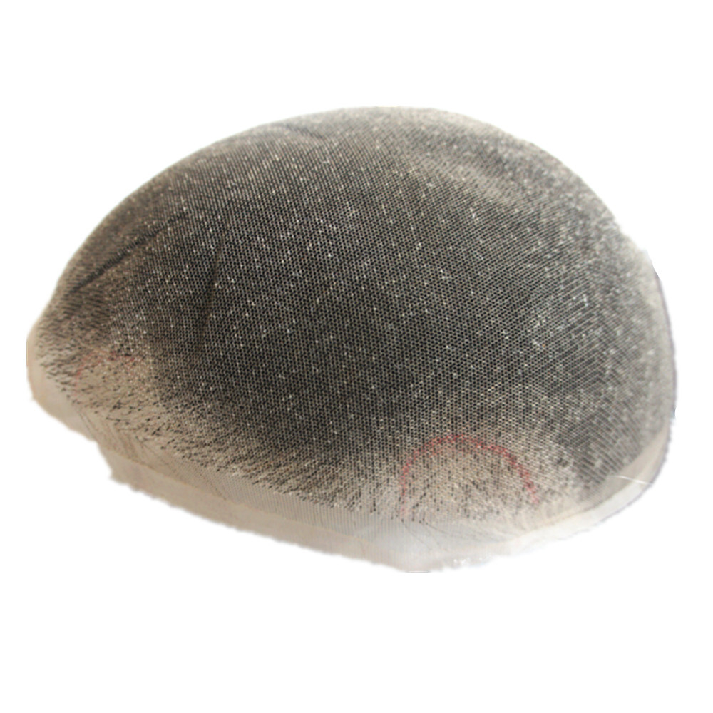 N.L.W Toupee for mens human hair pieces gray base 10×8″