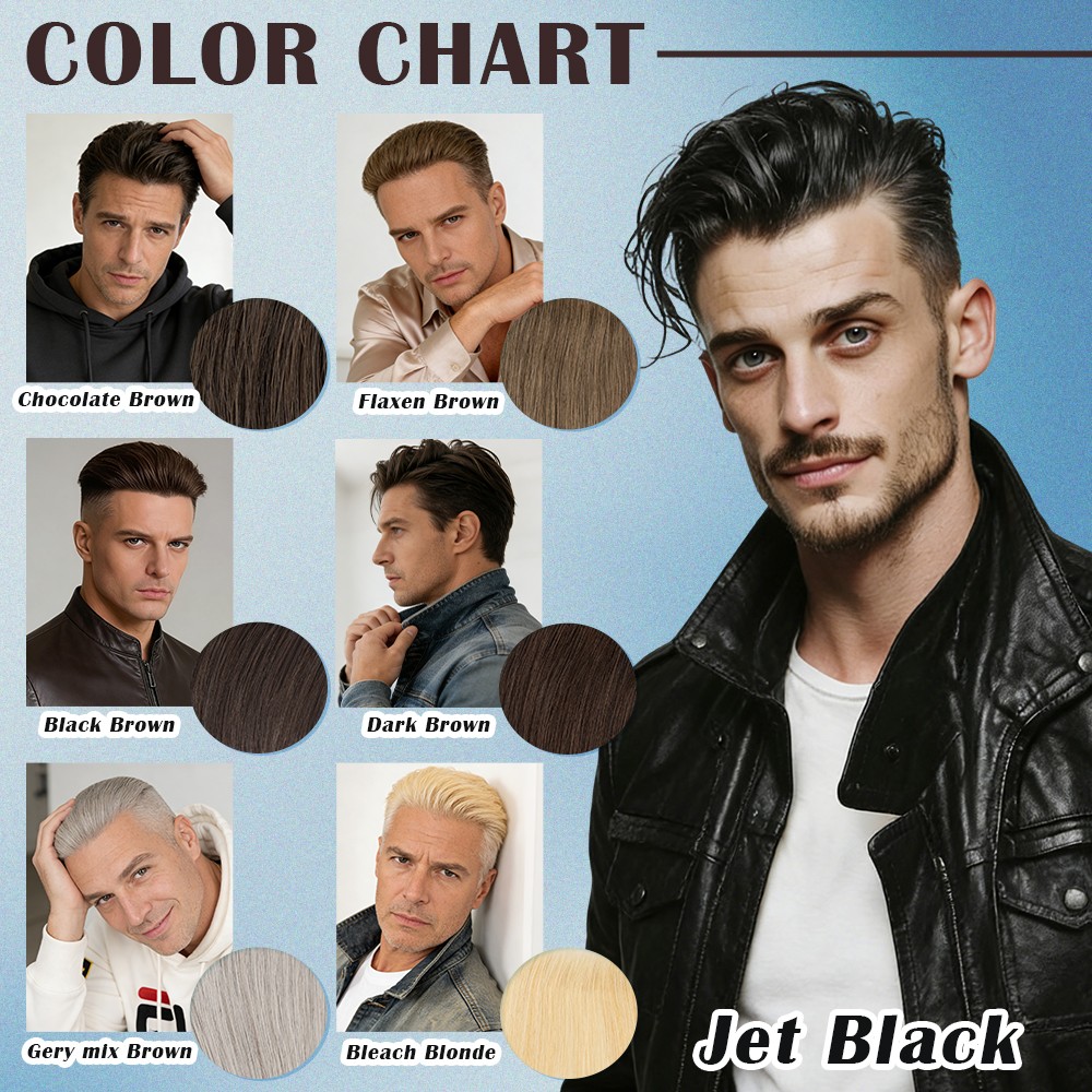 100% Real Men’s Forehead Toupee Human Hair Frontal Receding Hairline Hairpiece