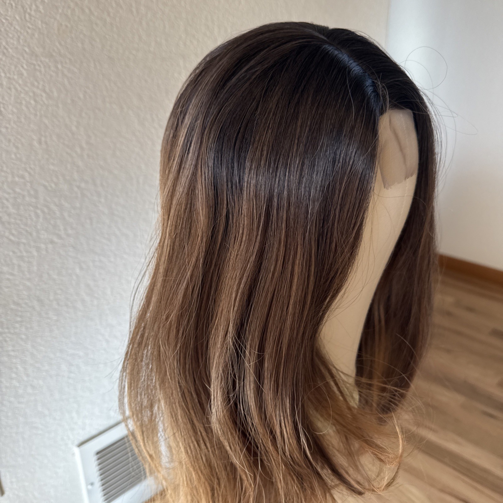 New Trend Wigs 33” Rooted Med Brown With Light Tips Highlights 60