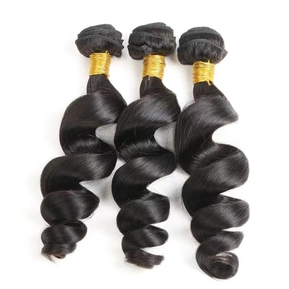 #1B Human Hair Bundles Loose Wave Bundles 14 16 18 Inch Unprocessed Brazilian…