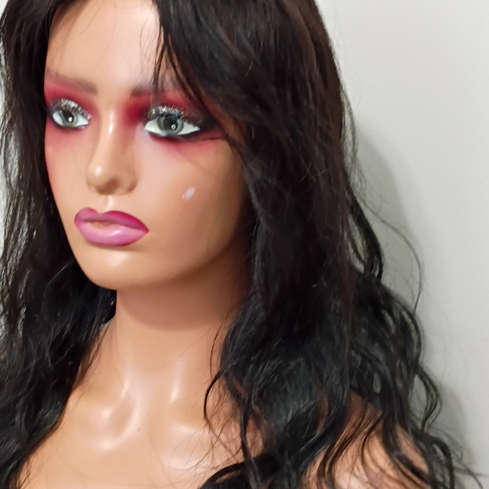 Black Wavy Lace Front Wig Free-Part Synthetic 21-30 in Wear & Go