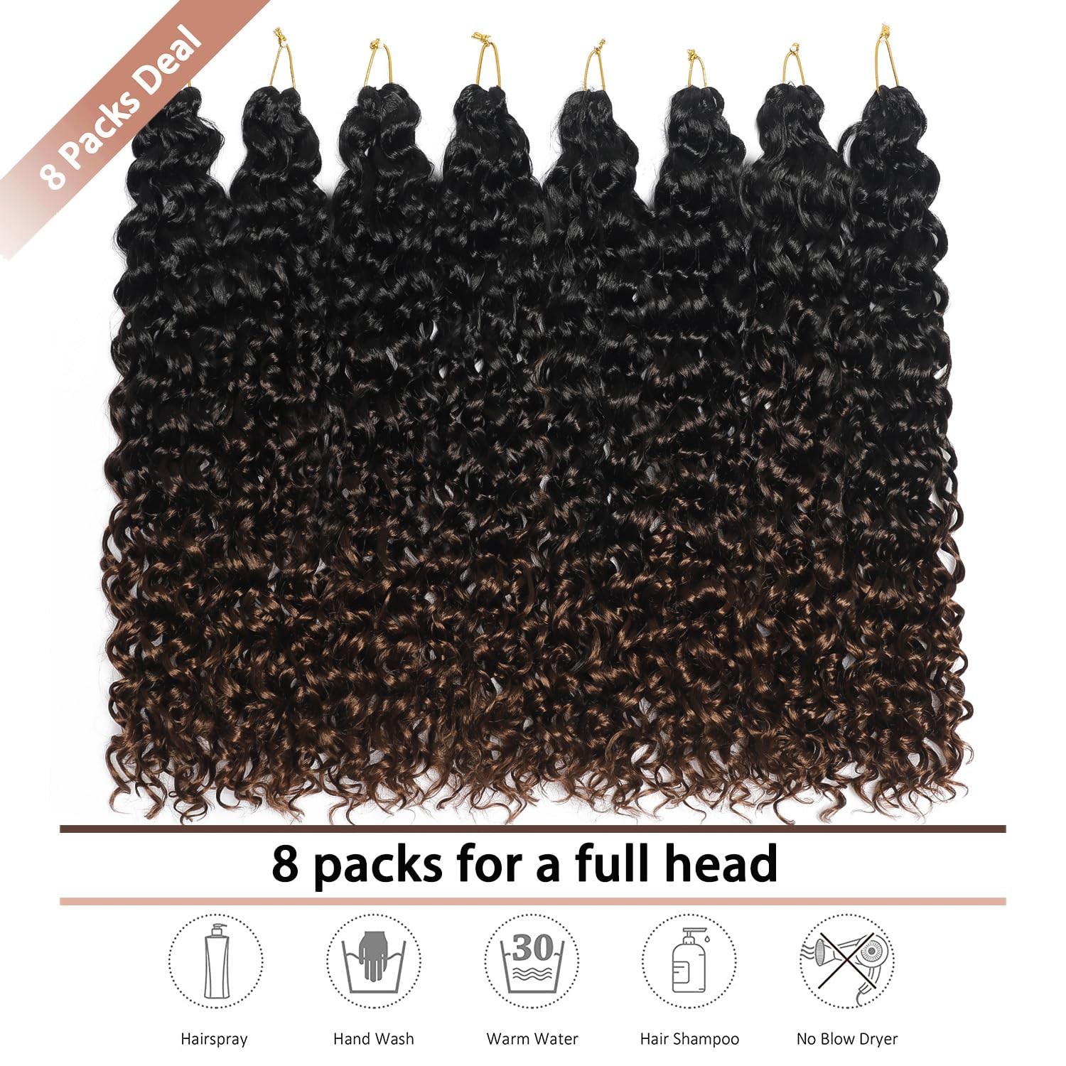 8 Packs GoGo Curl Crochet Hair 10 inch Short 10 Inch (Pack of 8), 1B/4/30#