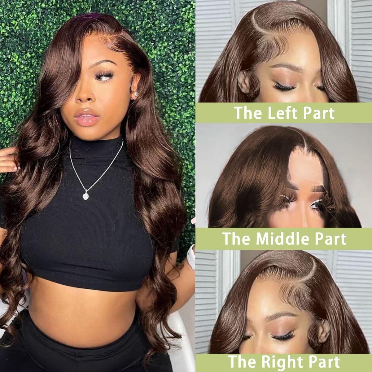 Msclara 200 Density 13X6 Body Wave Hd Lace Front Twigs Human Hair Chocolate