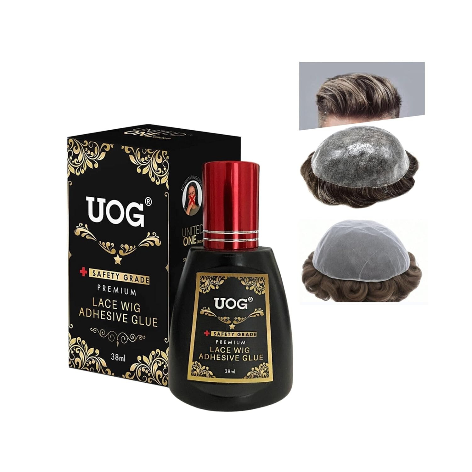 UOG Toupee Glue Adhesive. Hairpiece Glue Adhesive. Allergy-Free, 2 Layers Around