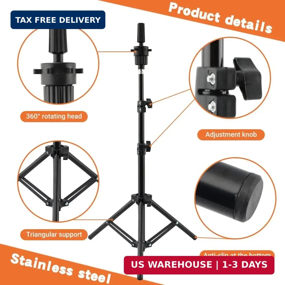 Adjustable Wig Head Stand – 50″ Tripod for Hairdressing Training, Includes T-Pin