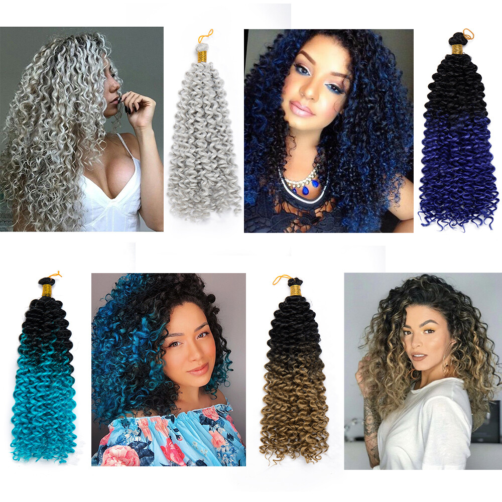 1/3/5 Pack Water Wave Marlybob Crochet Braids Hair Extensions 14 Inch Synthetic