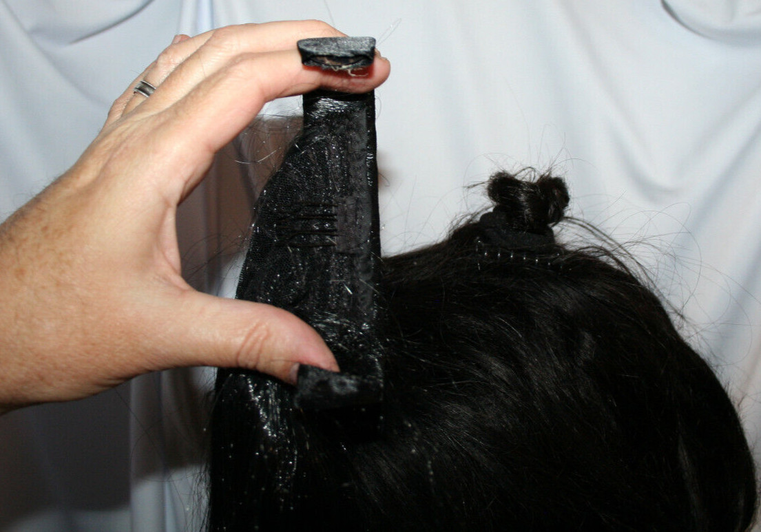 24″ Fashion 38320 Pony Tail Clip Wrap Extension black straight woman girl hair