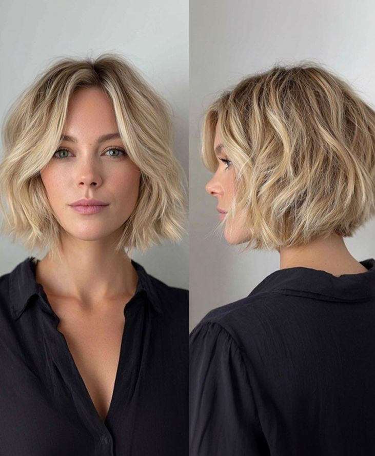 Short Bob Balayage Ombre Golden Blonde Highlight 100% Human Hair Lace Front Wigs