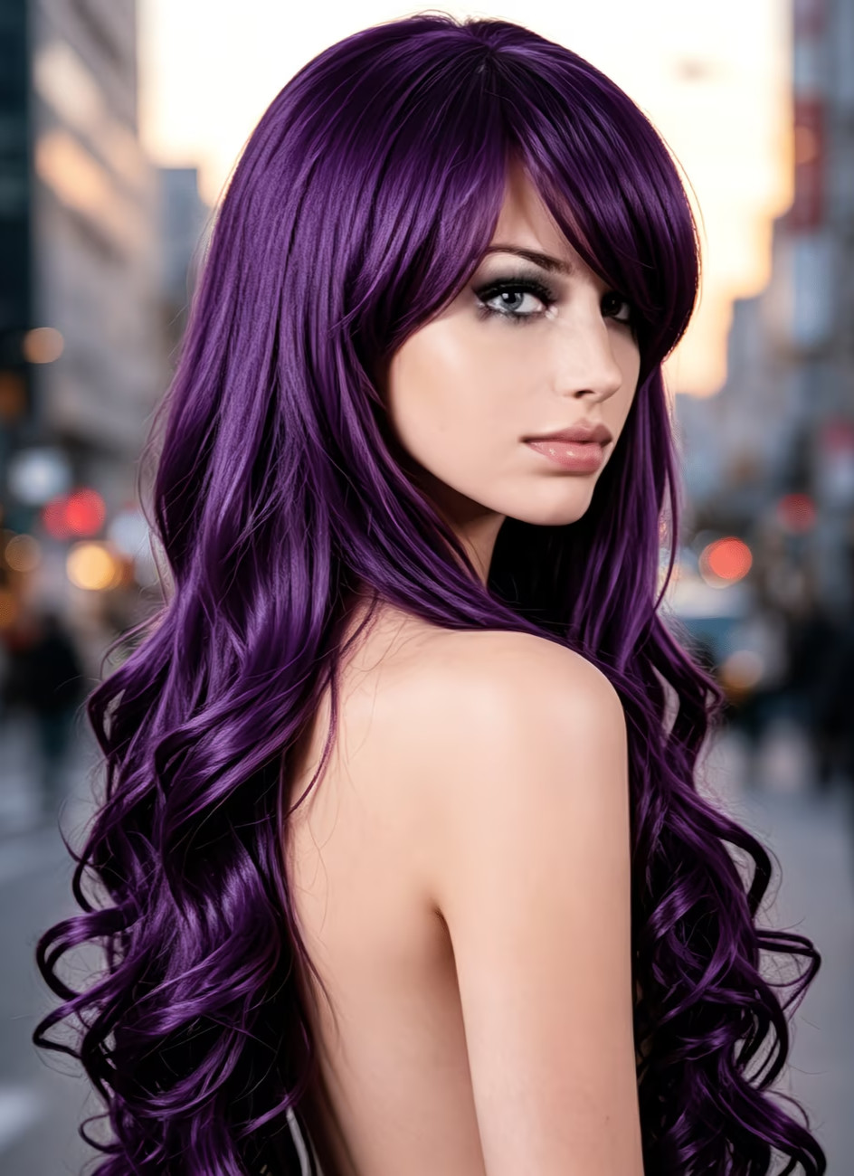 💜💜PURPLE 28in LONG, WAVY, WIG, HIGH QUALITY FAST SHIPPING…💜💜