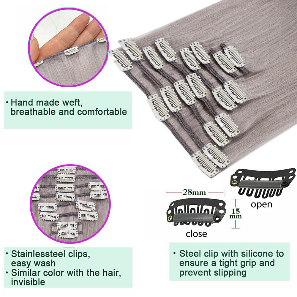 CLEARANCE Clip In 100% Real Human Remy Hair Extensions Full Head Weft Highlight