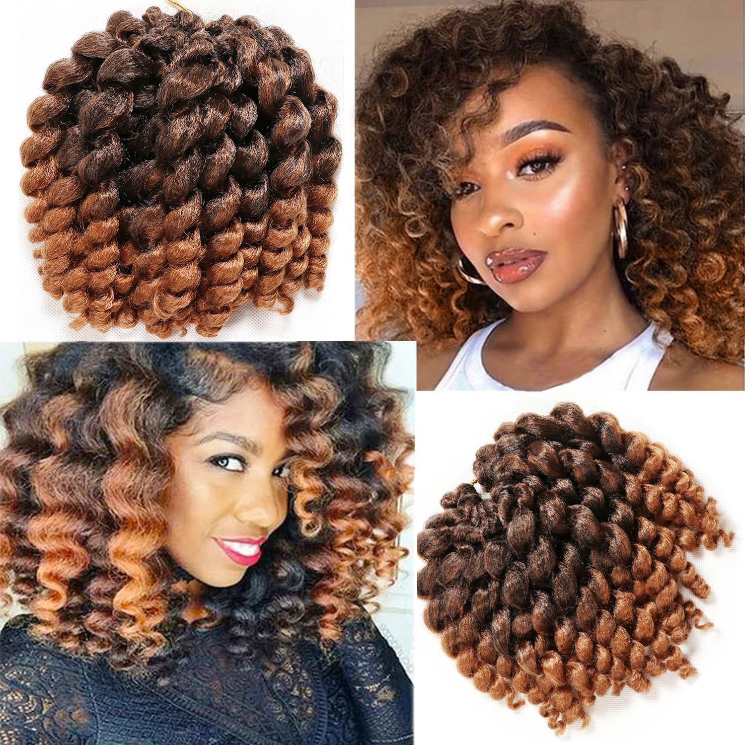 Kenkenten Jamaican Bounce Crochet Hair-4 Packs Deal 8 Inch 22Roots Jumpy Wand Cu