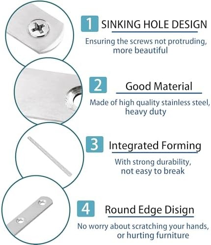 11.5 Inch Stainless Steel Straight Brace, Flat Straight Support, Repair Fixed Br