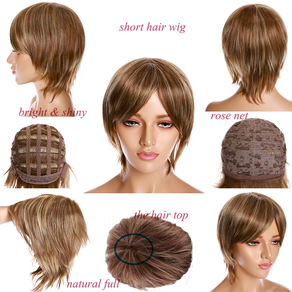 1PCS Ombre Brown Wigs for Women Fashion Shoulder Length Wigs Daily Cosplay Use