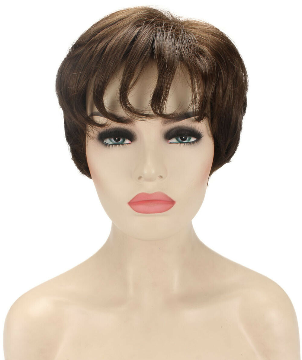 Ginger – Straight Kanekalon Synthetic Fiber Full Wig, 1.5 -5.5 in, Medium Brown