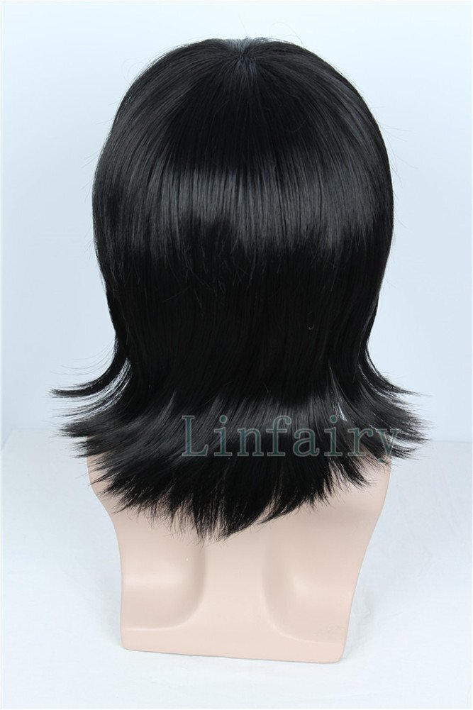 Unisex Short Black Straight Cosplay Wig Halloween Costume Wig for Women