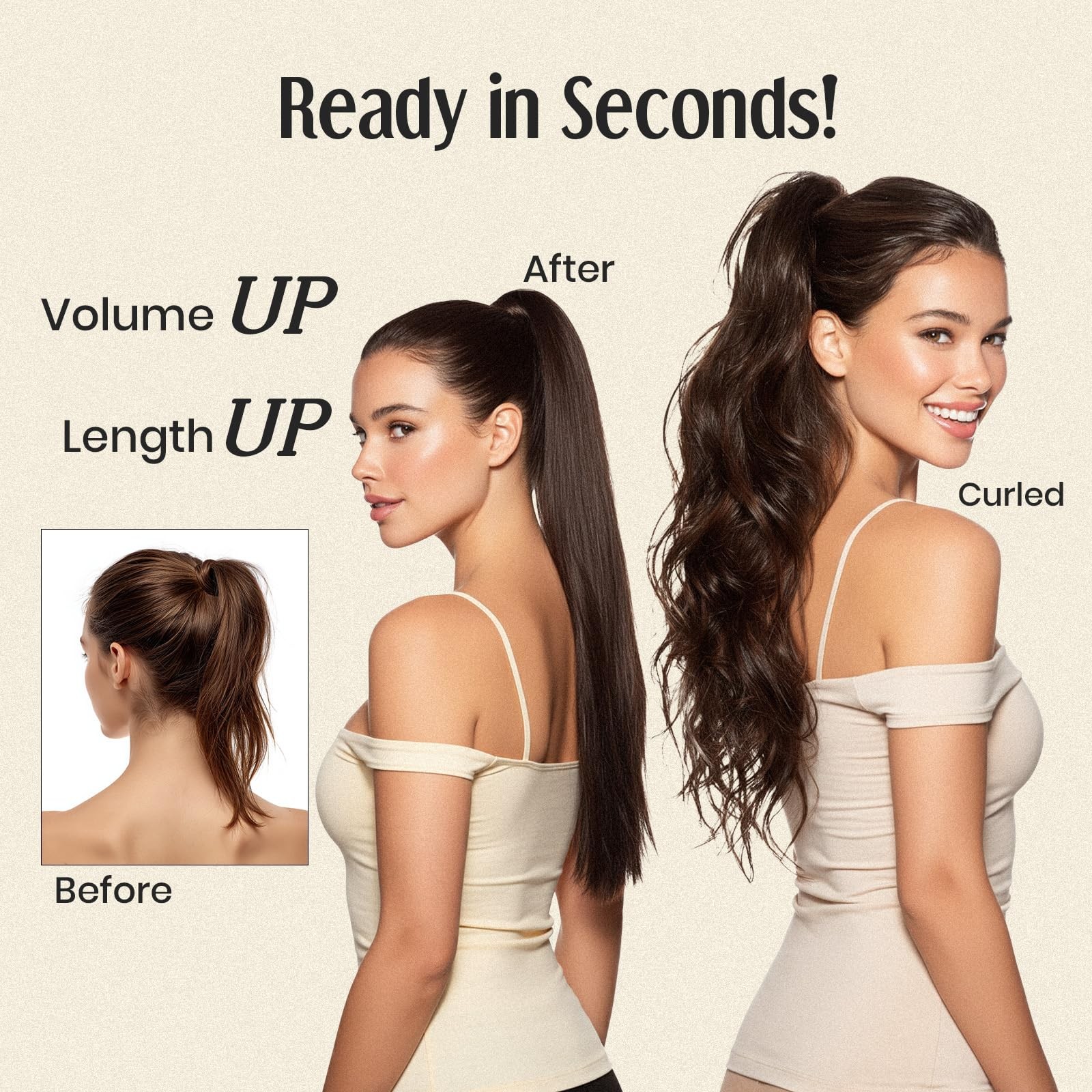 My-Lady Extension Human Hair Claw Clip In Hair Extension Long Straight Pony
