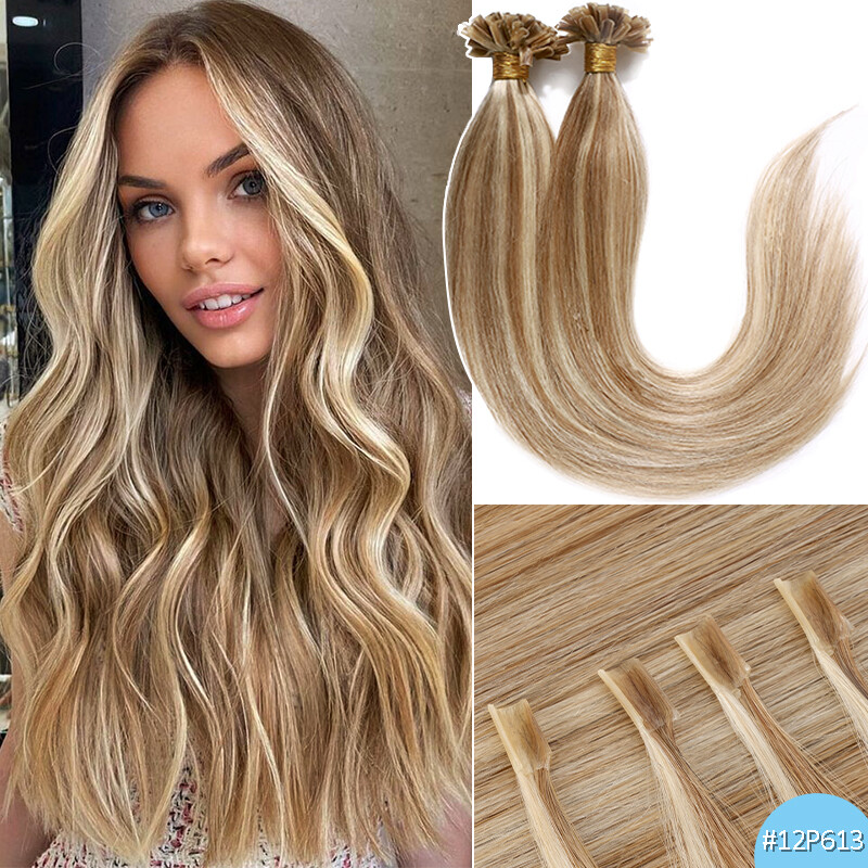 16/18/20/22/24inch 100% Remy Human Hair Extensions Pre Bonded Keratin Nail U Tip