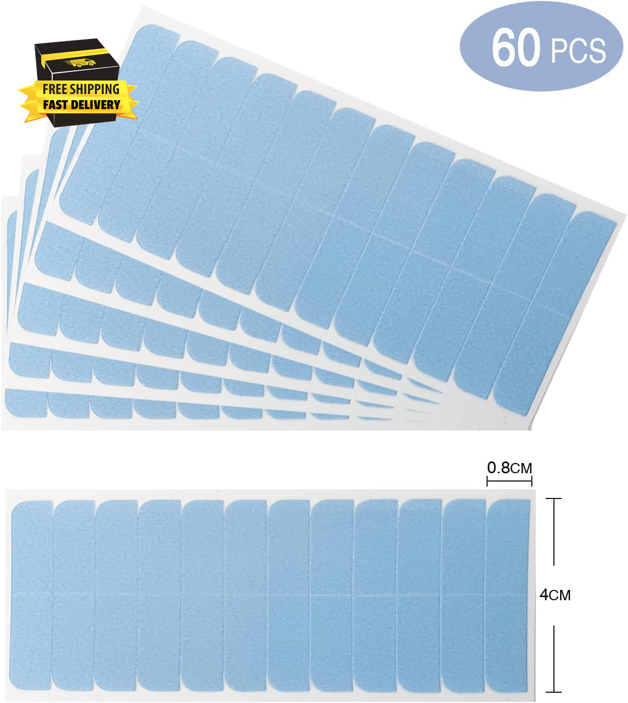 60 Pcs Double Sided Strong Adhesive Hair Replacement for Lace Wigs Hairpiece (Bl
