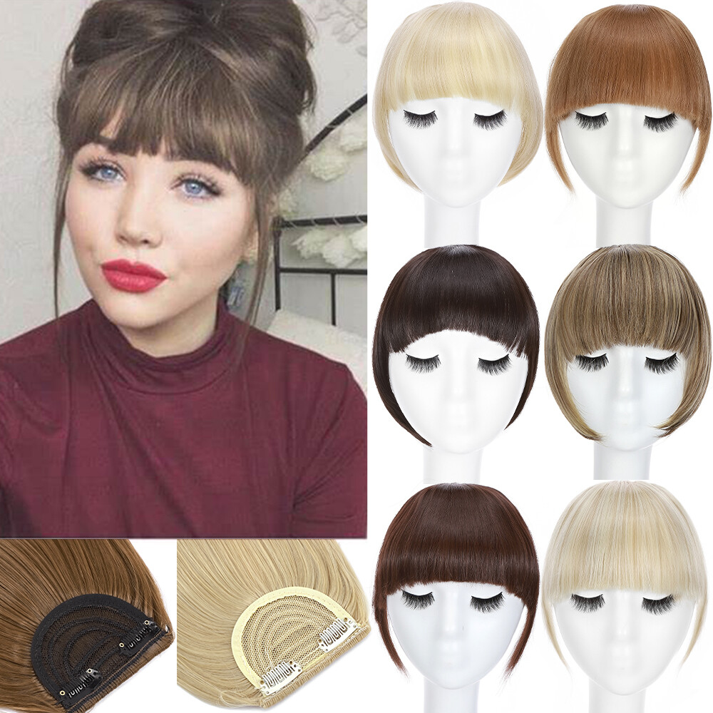 Real Thick Bangs Clip in Front Fringe AS Human Hair Extensions Fake Topper Bangs