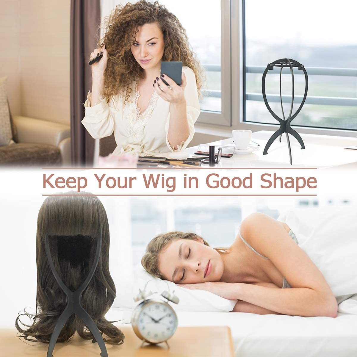 Travel-Ready Wig Head Stand Set – 14.2 Inch Durable Collapsible Design (2 Pack)