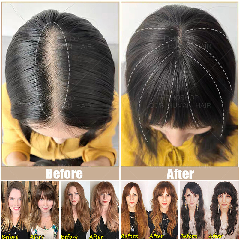 Women Tooper/Clip In Remy Human Hair Silk Base Hairpiece Toupee Wig Highlight US