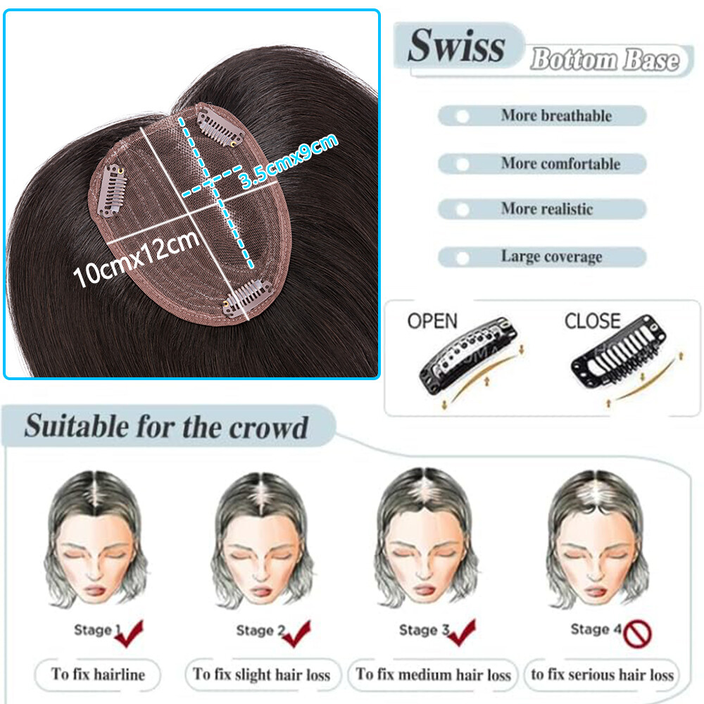 Side Part Remy Human Hair Topper Lace Base Hand-Tied For Hair lossing Thinning