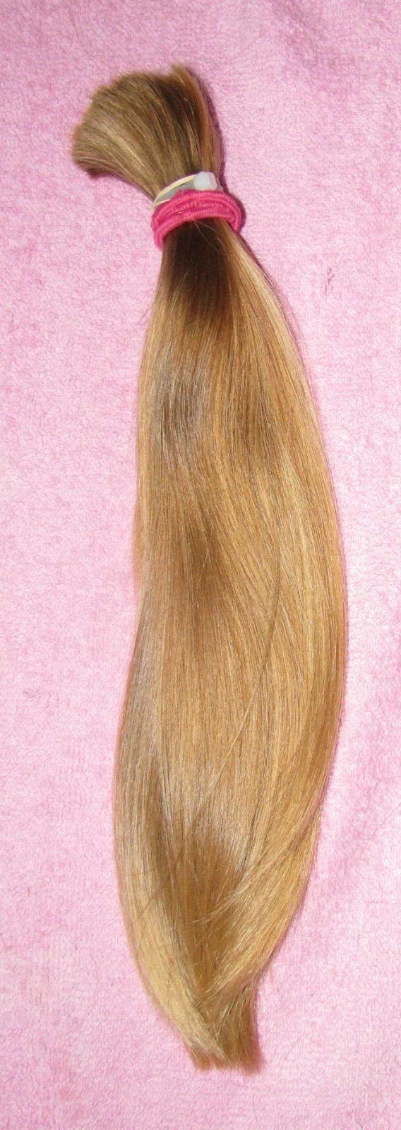HUMAN HAIR HAIRCUT 12 INCH 2.6oz THICK BLONDE BLEND PONYTAIL REBORN DOLLS T43