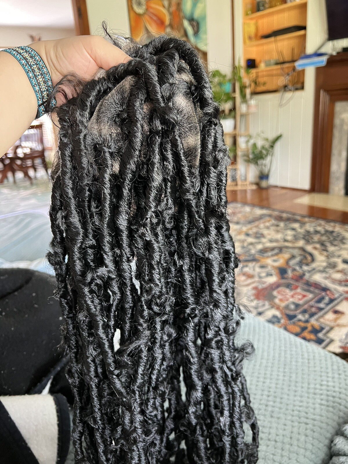 Lace front braided Knotless Locs Wig 47in black